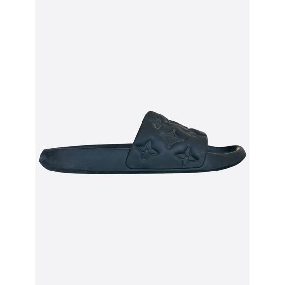 Louis Vuitton Black Embossed Monogram Waterfront Mule Sandals - Picture 1 of 7